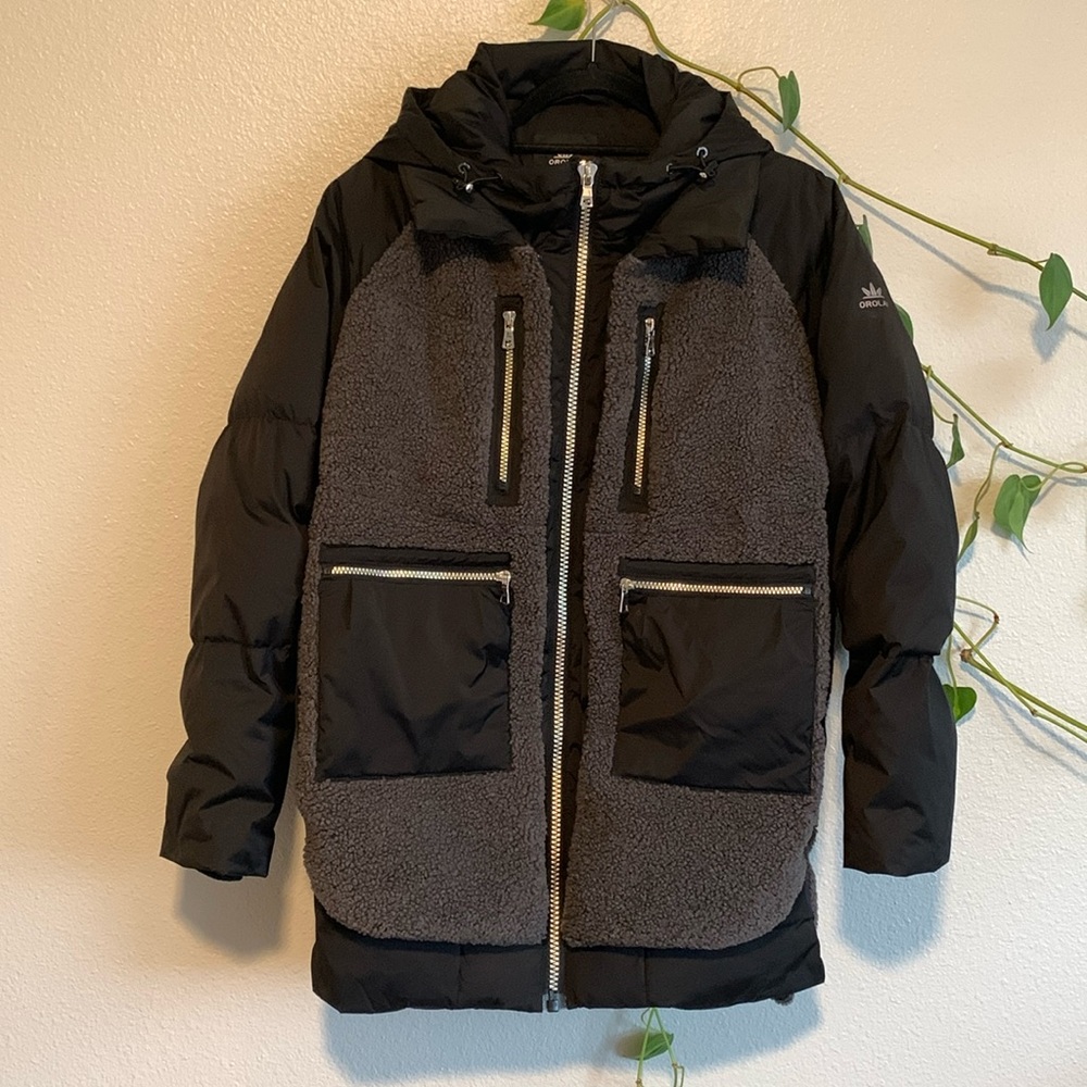Orolay Women's Sherpa Jacket Thickened Puffer Down black grey coat size small